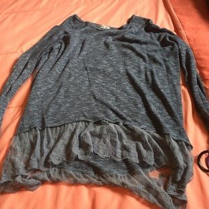 Gray lace tunic sweater